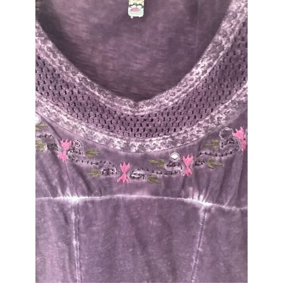 Free People Embroidered Faded Pullover Shirt Sz XS Stretch - Picture 2 of 7